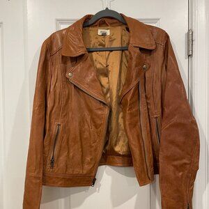 Fossil Cropped Leather Jacket, size Large